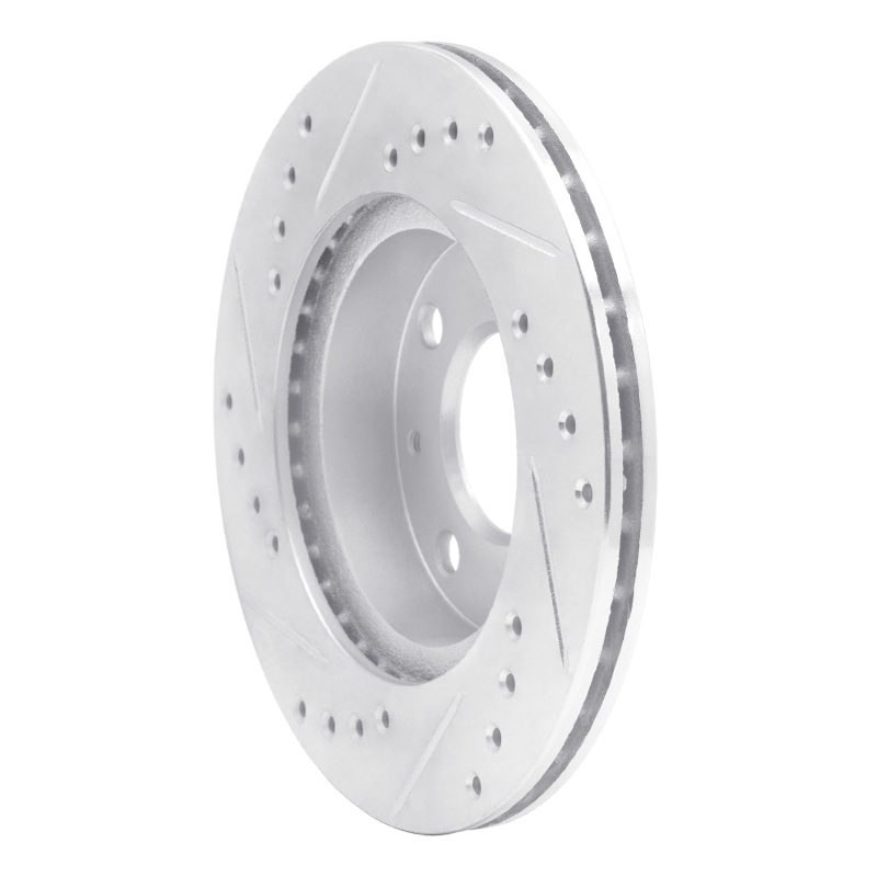 Honda Insight Brake Rotor (1) - Front Right - R1 Concepts - Drilled & Slotted - Silver - `84-`06